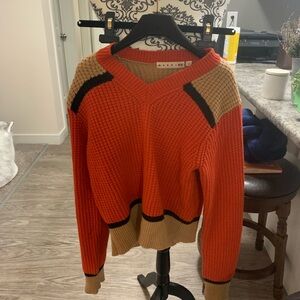 MARNI - V-Neck Sweater in Orange and Tan